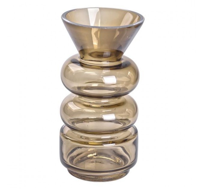 Ваза декоративна скляна в Нордичному стилі 18 см, коричневий