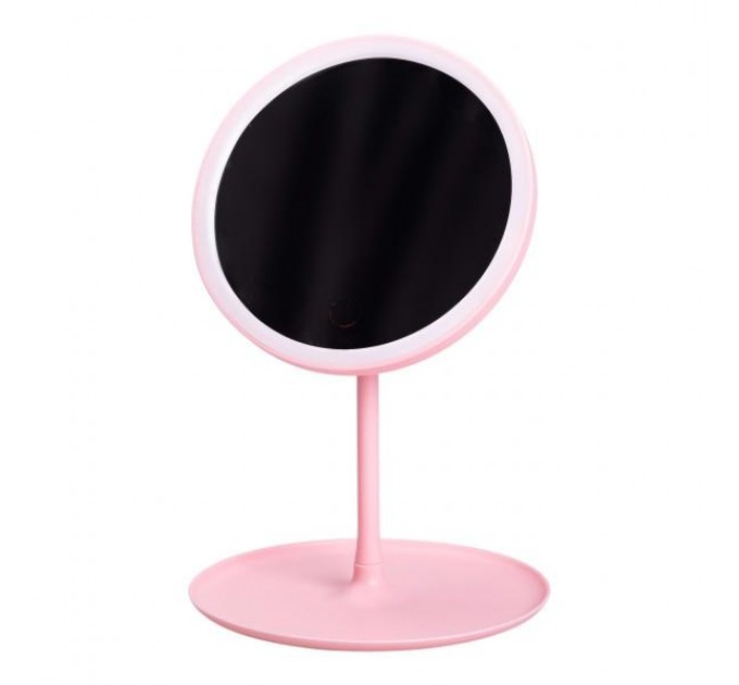 Косметическое зеркало с LED подсветкой и USB 15,3 см, розовый.