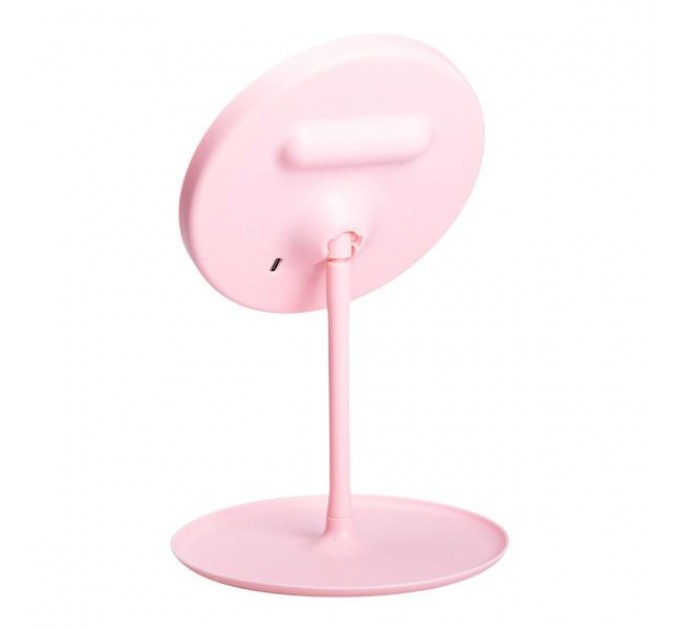 Косметическое зеркало с LED подсветкой и USB 15,3 см, розовый.