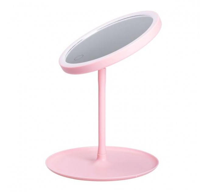 Косметическое зеркало с LED подсветкой и USB 15,3 см, розовый.