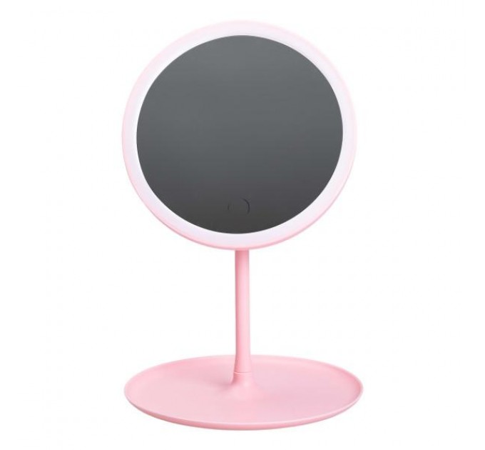 Косметическое зеркало с LED подсветкой и USB 15,3 см, розовый.