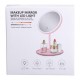 Косметическое зеркало с LED подсветкой и USB 15,3 см, розовый.