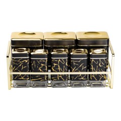 Набір ємностей для зберігання 8 штук по 650/150 мл на металевій підставці, чорний