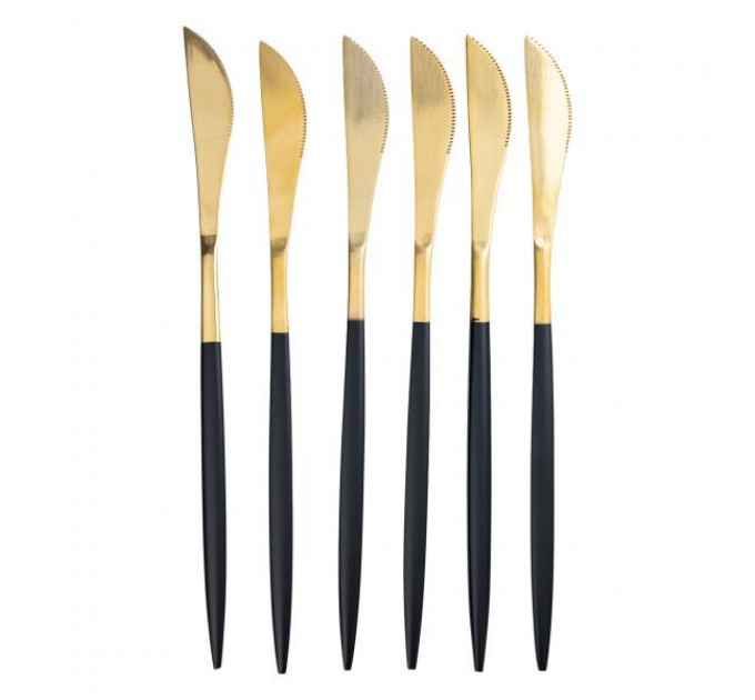 Набір столових ножів з нержавіючої сталі 6 штук, чорний