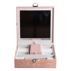 Ящик-органайзер для украшений с замком 25х25х8,5 см, розовый