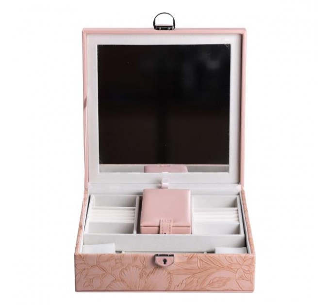 Ящик-органайзер для украшений с замком 25х25х8,5 см, розовый