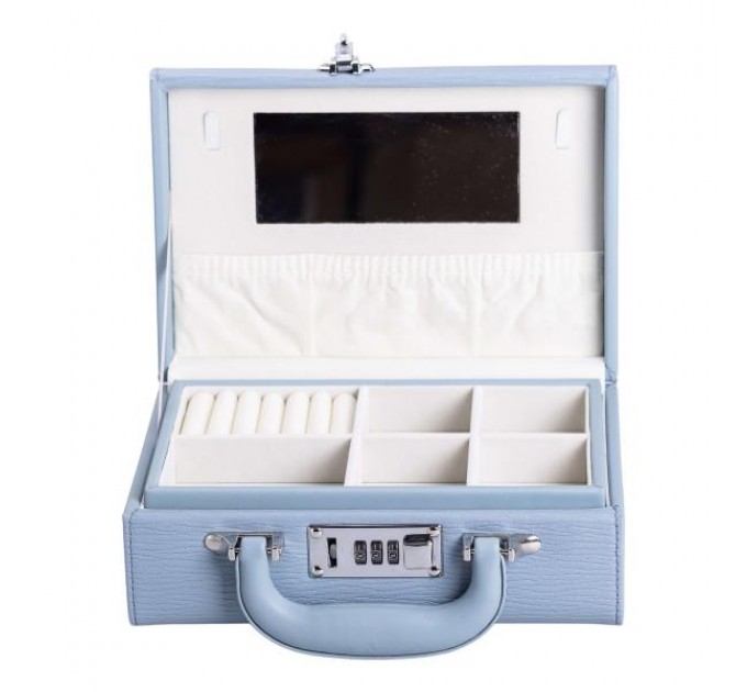 Кейс-органайзер для украшений с кодовым замком 24х16х9,5 см, синий