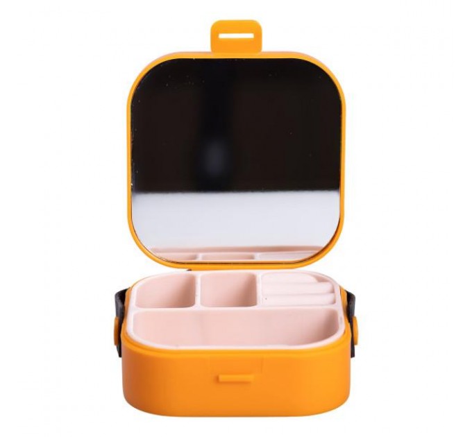 Мини-ящик для украшений Mini Box с зеркалом 9х9х3,8 см, оранжевый