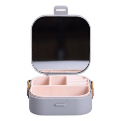 Міні-скринька для прикрас Mini Box з дзеркалом 9х9х3,8 см, сірий