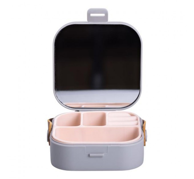 Міні-скринька для прикрас Mini Box з дзеркалом 9х9х3,8 см, сірий