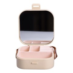 Міні-скринька для прикрас Mini Box з дзеркалом 9х9х3,8 см, бежевий