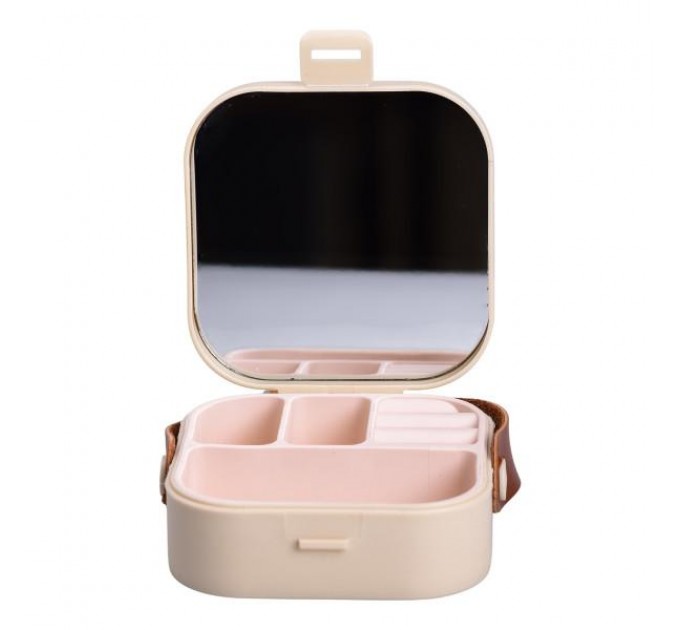 Мини-ящик для украшений Mini Box с зеркалом 9х9х3,8 см, бежевый
