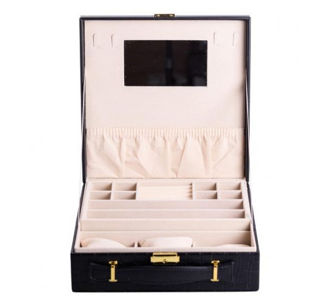 Кейс-органайзер для украшений с защелкой 26х26х9 см, черный