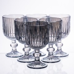 Набір келихів для вина 6 штук по 220 мл на ніжці ребристі, блакитний Набір келихів для вина 6 штук по 220 мл на ніжці ребристі, блакитний