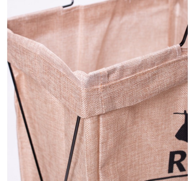 Корзина для белья с алюминиевым каркасом 36*32*52 см, бежевая