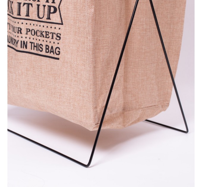 Корзина для белья с алюминиевым каркасом 36*32*52 см, бежевая