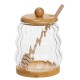 Медовниця скляна з кришкою 320 мл на бамбуковій підставці Медовниця скляна з кришкою 320 мл на бамбуковій підставці