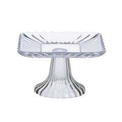 Тортівниця із товстого скла на ніжці 16*16*9 см квадратна