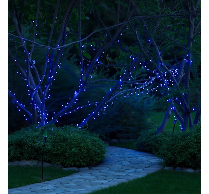 Гірлянда Нитка вулична 500 LED 50 м на сонячній батареї чорна, синій