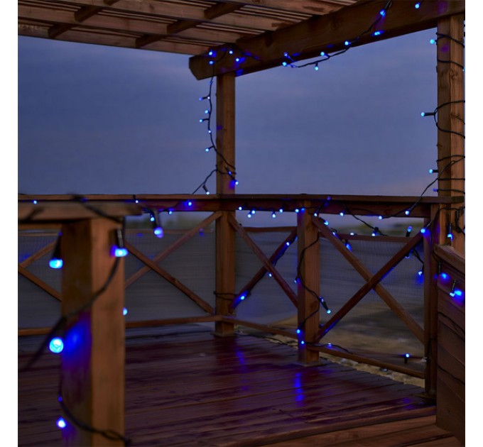Гірлянда Нитка вулична 500 LED 50 м на сонячній батареї чорна, синій