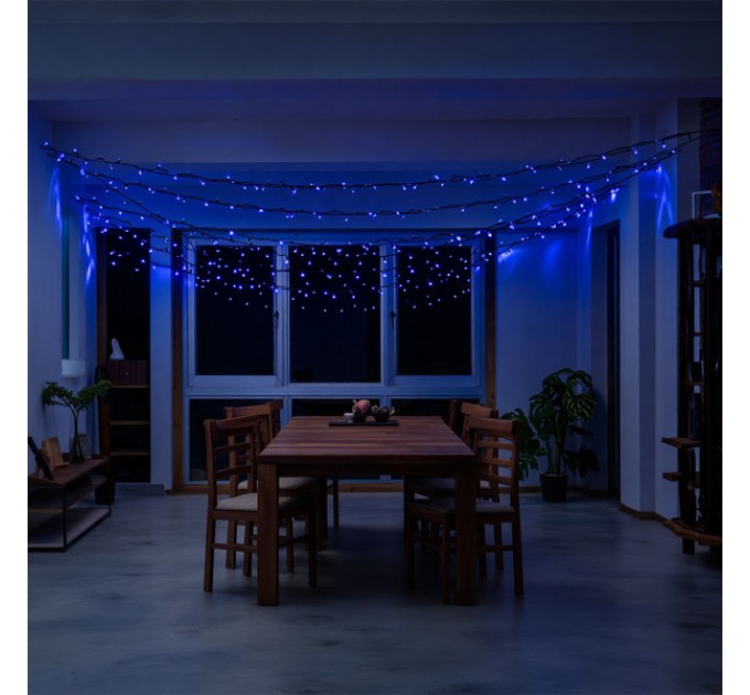 Гірлянда Нитка вулична 500 LED 50 м на сонячній батареї чорна, синій