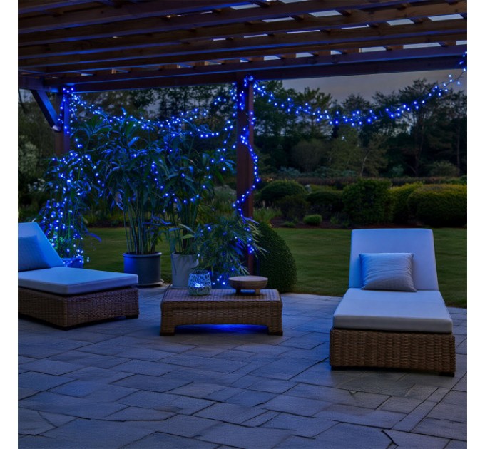Гірлянда Нитка вулична 500 LED 50 м на сонячній батареї чорна, синій