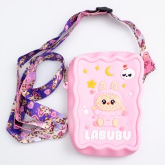 Сумочка-кошелек Лабубу силиконовая на молнии 12,5*9*3,5 см, розовый