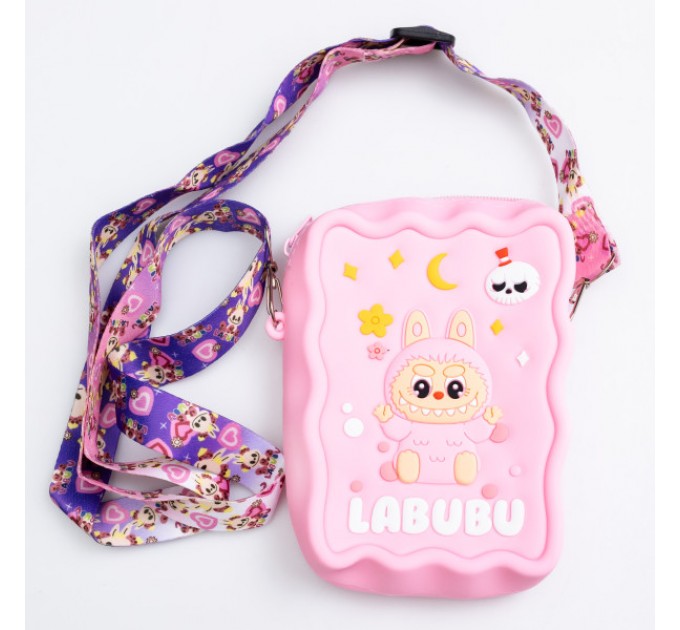 Сумочка-гаманець Лабубу силіконова на блискавці 12,5*9*3,5 см, рожевий