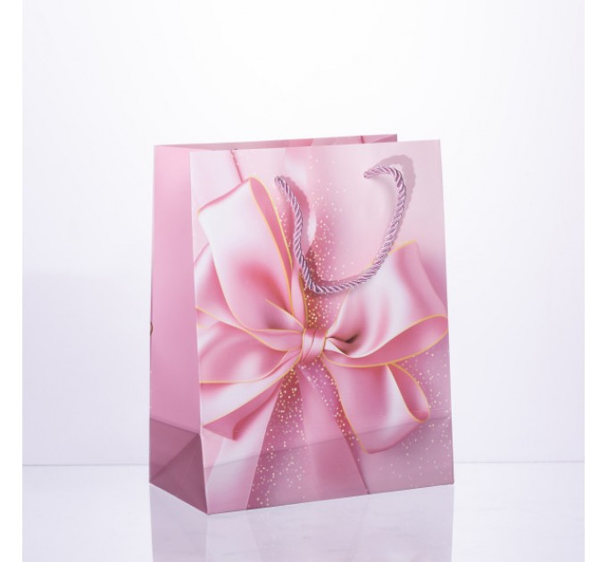 Подарочный пакет с бантом 18*10*22.5 см. 12 штук в упаковке.