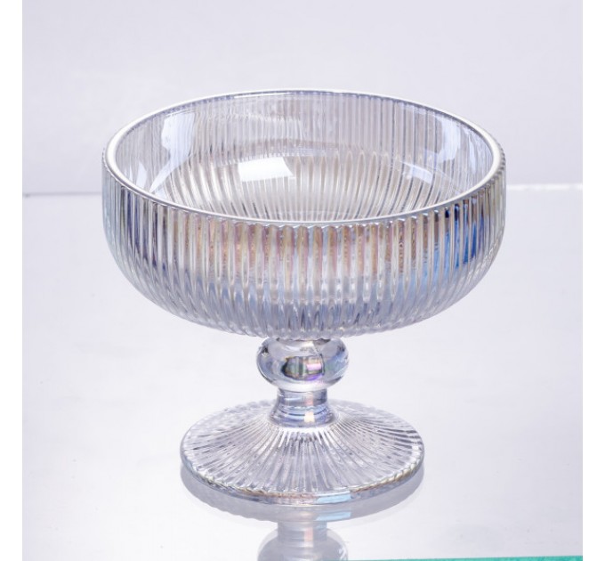 Набір креманок на ніжці 6 штук по 400 мл ребристих, rainbow