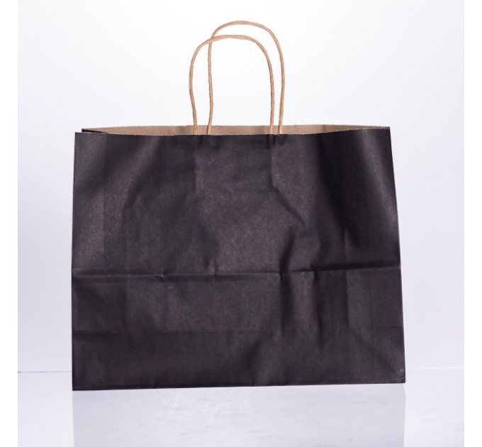 Подарунковий пакет 31*12*25 см крафтовий 12 штук в упаковці, чорний