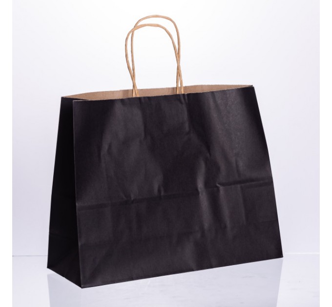 Подарунковий пакет 31*12*25 см крафтовий 12 штук в упаковці, чорний