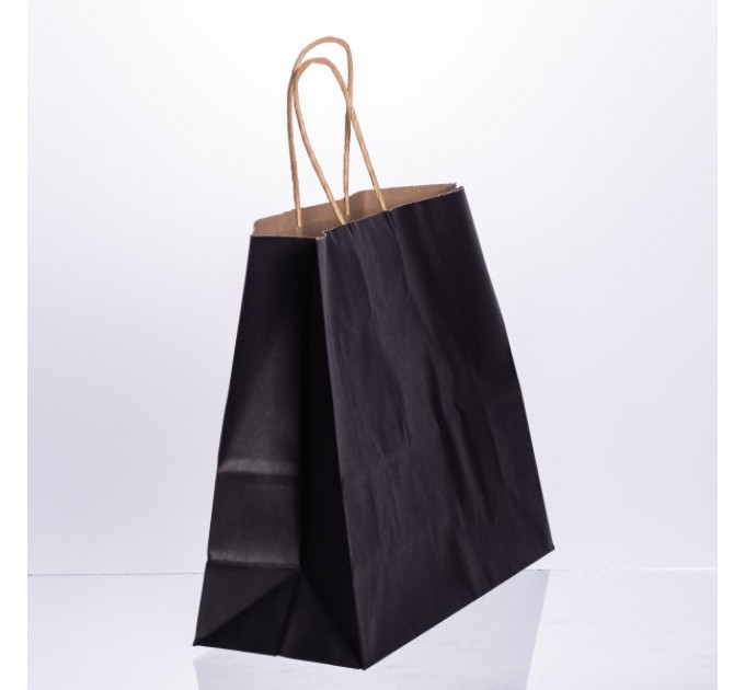 Подарунковий пакет 31*12*25 см крафтовий 12 штук в упаковці, чорний