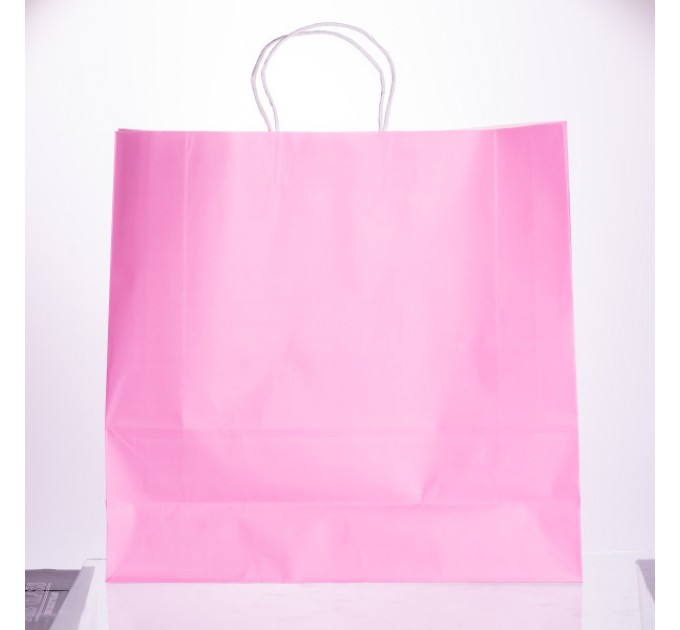 Подарунковий пакет 42*14*40 см крафтовий 12 штук в упаковці, рожевий