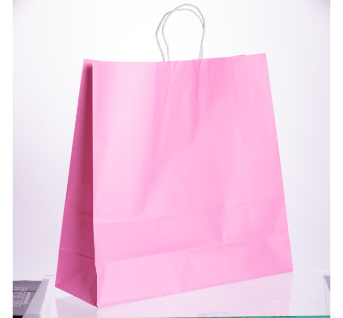 Подарунковий пакет 42*14*40 см крафтовий 12 штук в упаковці, рожевий