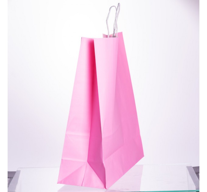 Подарунковий пакет 42*14*40 см крафтовий 12 штук в упаковці, рожевий