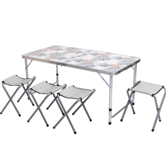 Стіл для пікніка розкладний зі стільцями 120*60*70/61/54 см, пальма