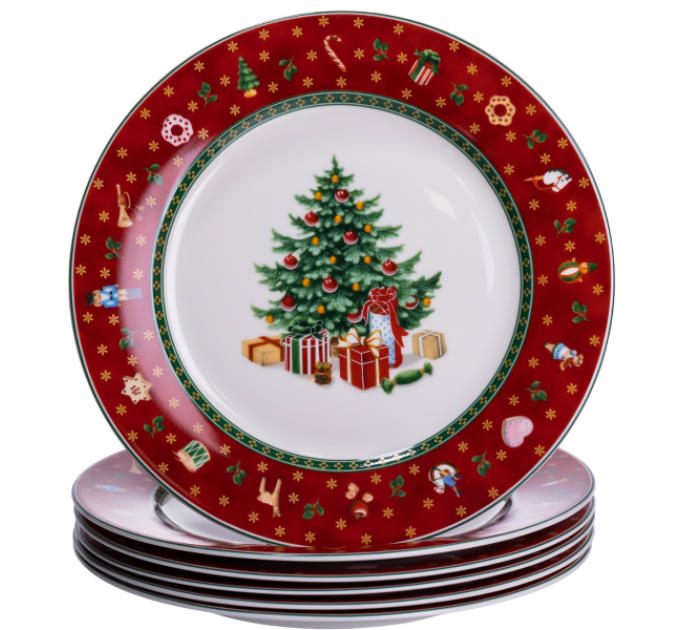Набір тарілок Christmas фарфорових 6 штук по 19 см