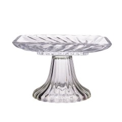 Тортівниця скляна на ніжці 16*16*9 см квадратна
