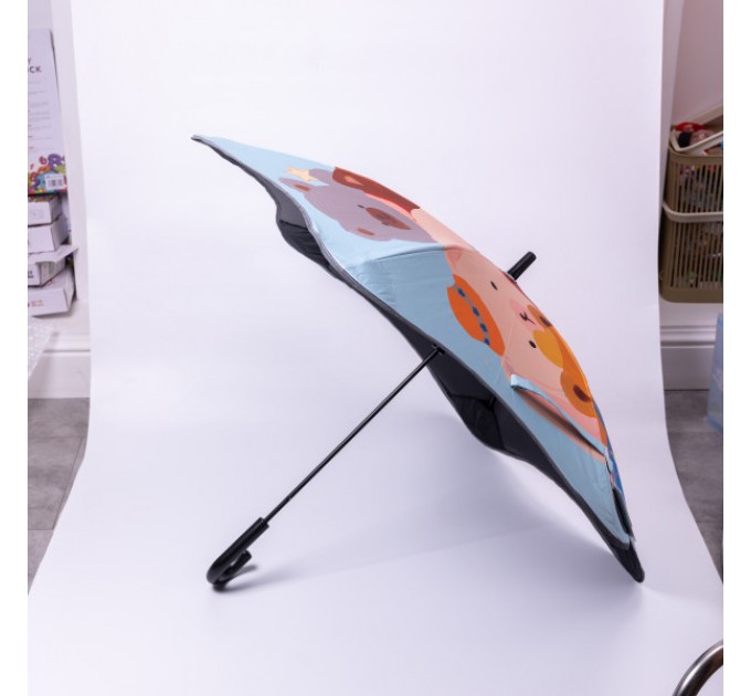 Детский зонт-трость механический 90 см, синий Детский зонт-трость механический 90 см, синий