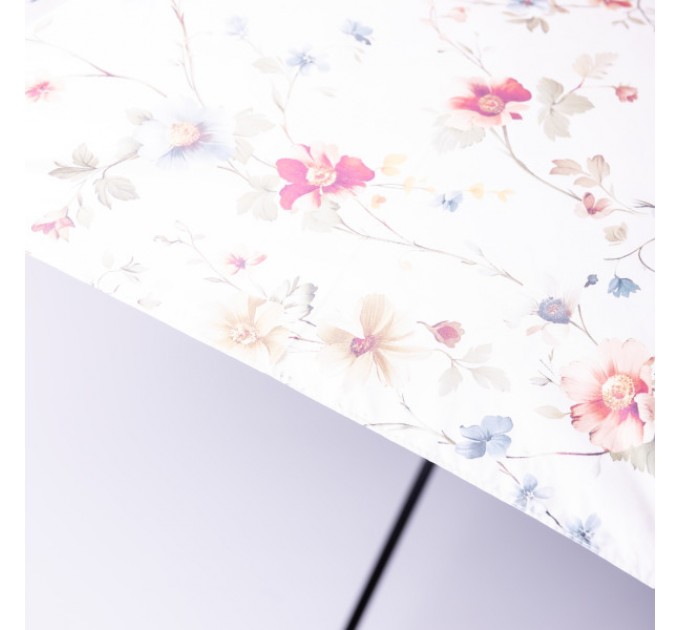 Парасоля тростина напівавтомат складна 99 см з квітковим принтом, бежевий