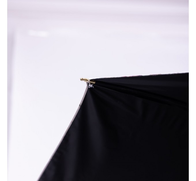 Парасоля тростина напівавтомат складна 99 см з квітковим принтом, бежевий