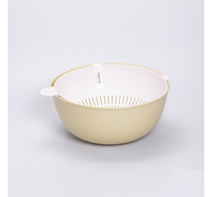 Миска із ситом пластикова 4 л, пісочний