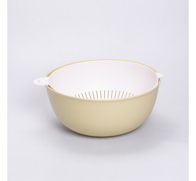 Миска із ситом пластикова 4 л, пісочний