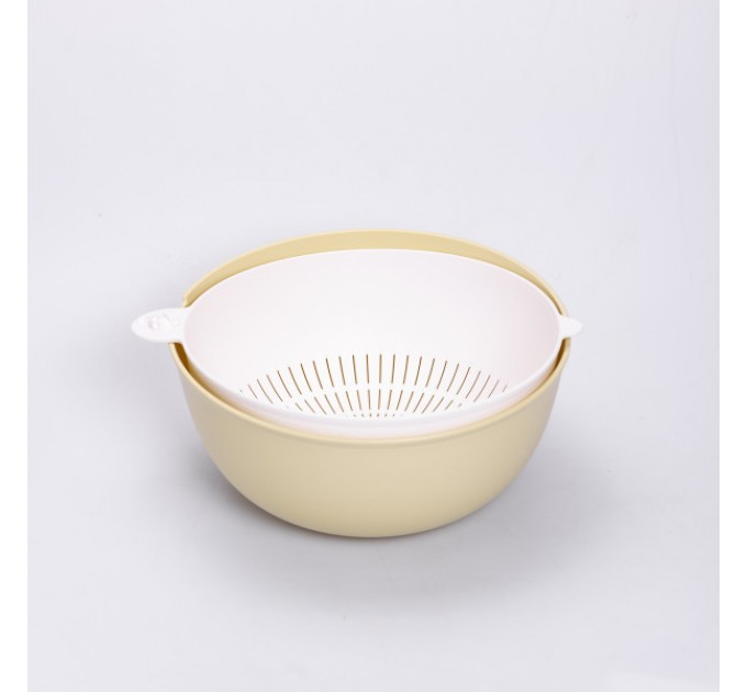 Миска із ситом пластикова 4 л, пісочний