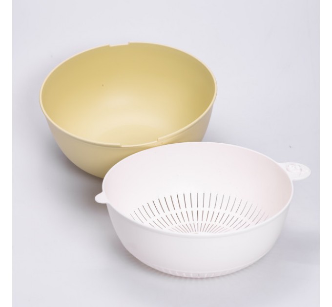 Миска із ситом пластикова 4 л, пісочний