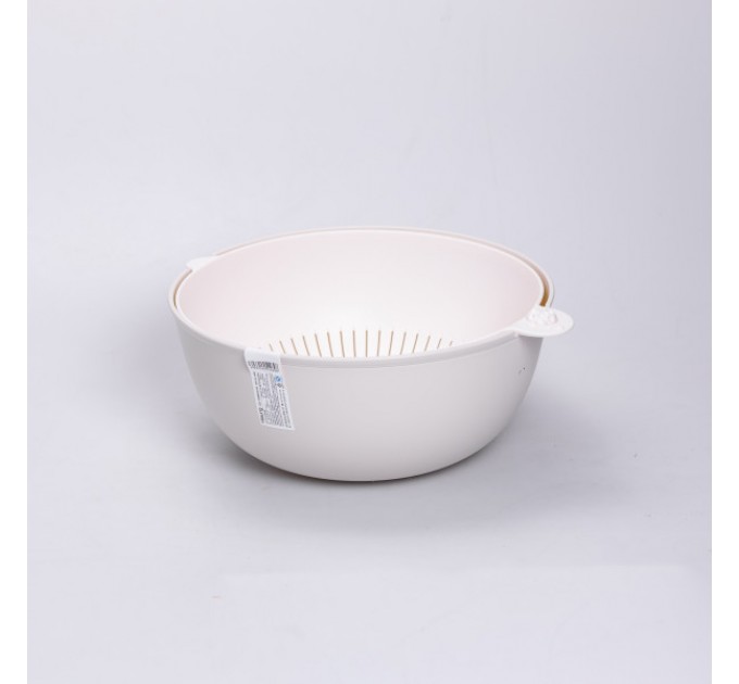 Миска із ситом пластикова 4 л, бежевий