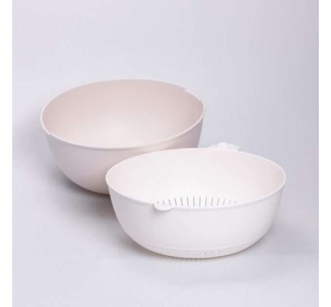 Миска із ситом пластикова 4 л, бежевий