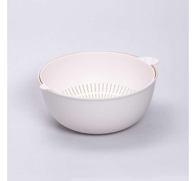 Миска із ситом пластикова 4 л, бежевий