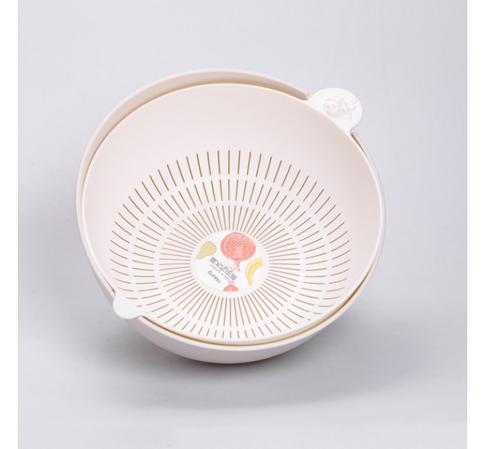 Миска із ситом пластикова 4 л, бежевий